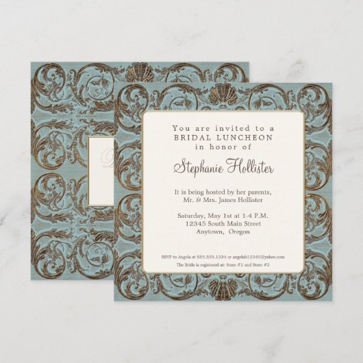  Baroque Elegant Vrijgezellenfeest Luncheon Kaart (Voorkant / Achterkant)