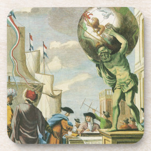 Baroque Era Atlas Frontispiece World Wereldbol Drankjes Onderzetter
