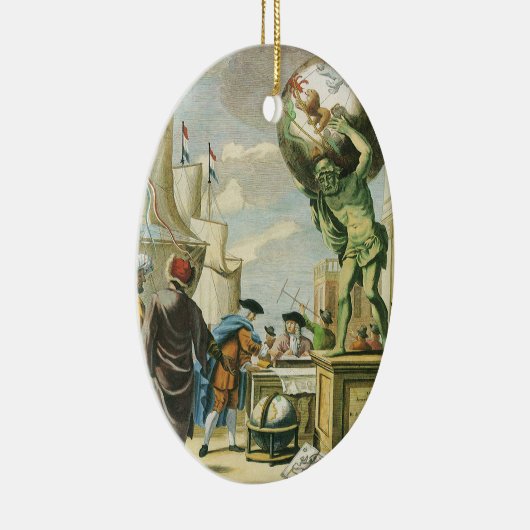  Baroque Era Atlas Frontispiece World Wereldbol Keramisch Ornament (Rechts)