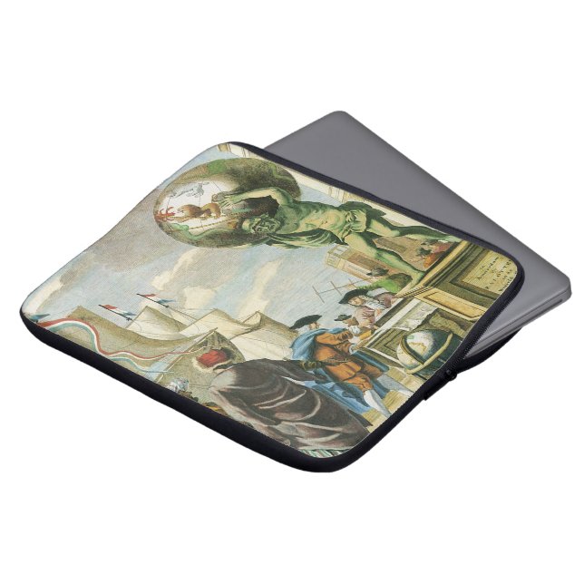  Baroque Era Atlas Frontispiece World Wereldbol Laptop Sleeve (Voorkant top)