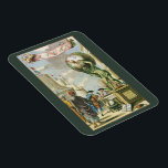 Baroque Era Atlas Frontispiece World Wereldbol Magneet<br><div class="desc">afbeelding Baroque Era antiek oude wereldkaart Atlas Frontispiece (titelpagina voor atlas c.) 1650) met Atlas die de wereld in de greep houdt (wereldbol) terwijl cartografen en verkenners kaarten onder hem bestuderen.</div>