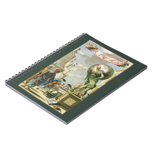  Baroque Era Atlas Frontispiece World Wereldbol Notitieboek (Linkerzijde)