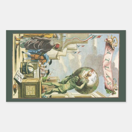  Baroque Era Atlas Frontispiece World Wereldbol Rechthoekige Sticker (Voorkant)