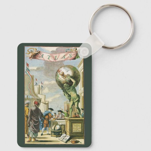  Baroque Era Atlas Frontispiece World Wereldbol Sleutelhanger (Achterkant)