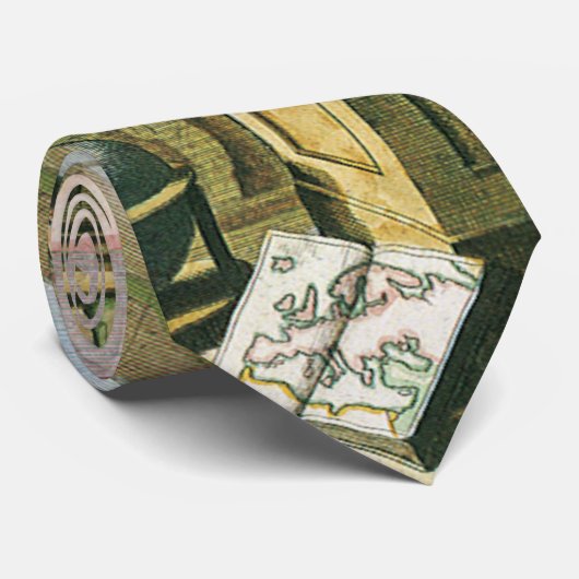  Baroque Era Atlas Frontispiece World Wereldbol Stropdas (Opgerold)