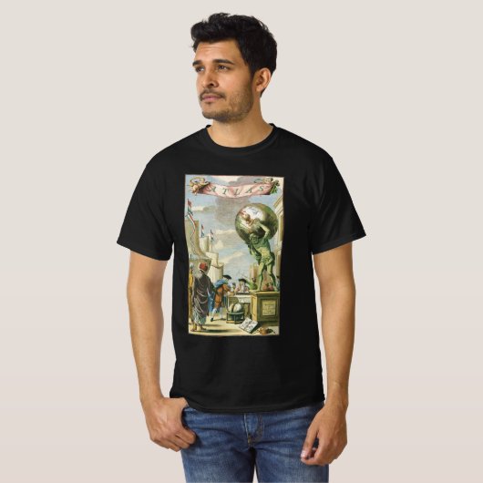 Baroque Era Atlas Frontispiece World Wereldbol T-shirt (Voorkant volledig)