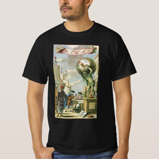  Baroque Era Atlas Frontispiece World Wereldbol T-shirt (Voorkant)