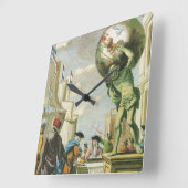 Baroque Era Atlas Frontispiece World Wereldbol Vierkante Klok (Hoek)