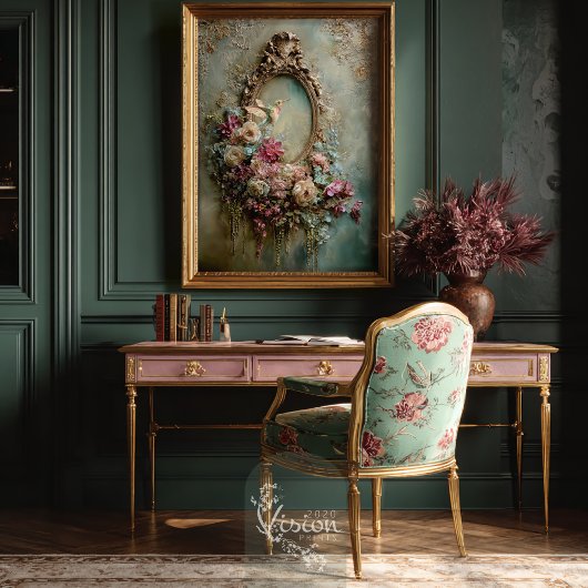 Baroque Ethereal Hummingbird Oval Frame & Floral Tissuepapier