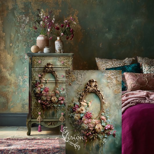 Baroque Ethereal Hummingbird Oval Frame & Floral Tissuepapier