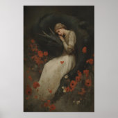 Baroque Fantasy Dragon Print, Gothic Romantic Poster (Voorkant)
