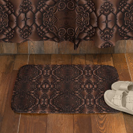 Baroque Faux Leather Brown Pattern Badmat