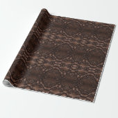 Baroque Faux Leather Brown Pattern Cadeaupapier (Uitgerold)