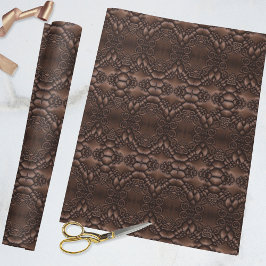Baroque Faux Leather Brown Pattern Cadeaupapier
