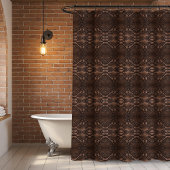 Baroque Faux Leather Brown Pattern Douchegordijn