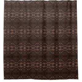 Baroque Faux Leather Brown Pattern Douchegordijn
