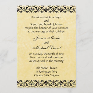 Baroque Filigree Lace Wedding Invitation Kaart