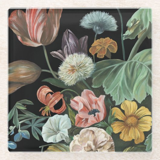 Baroque Floral - Bouquet of Flowers Glazen Onderzetter (Voorkant)