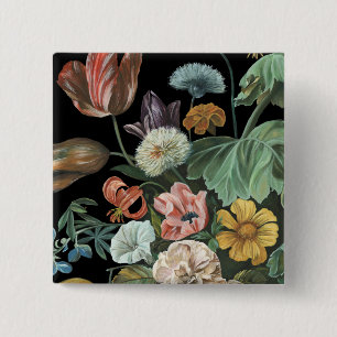 Baroque Floral - Bouquet of Flowers Vierkante Button 5,1 Cm