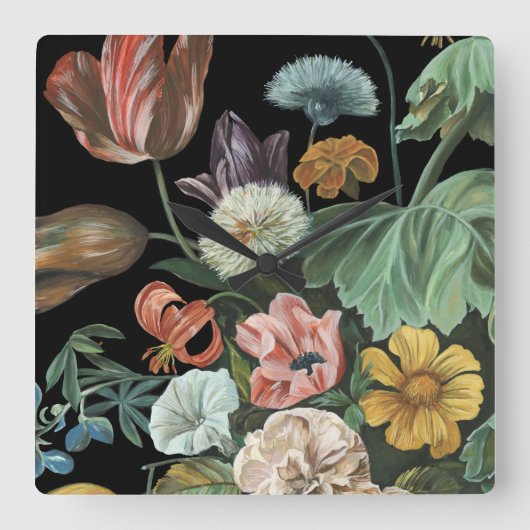 Baroque Floral - Bouquet of Flowers Vierkante Klok (Voorkant)