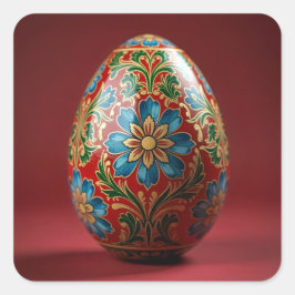 Baroque Floral Easter Egg Vierkante Sticker