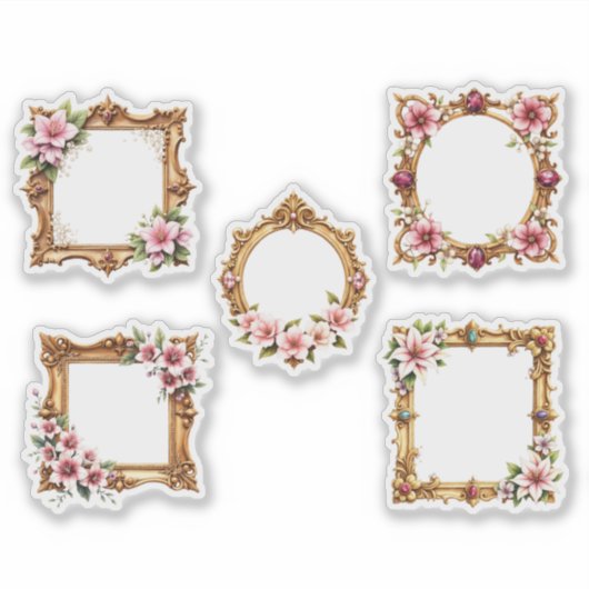 Baroque Floral Frame Cutout Sticker Sheet (Voorkant)