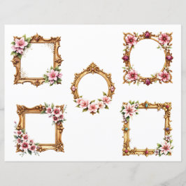 Baroque Floral Frame Scrapbook Paper Cutouts