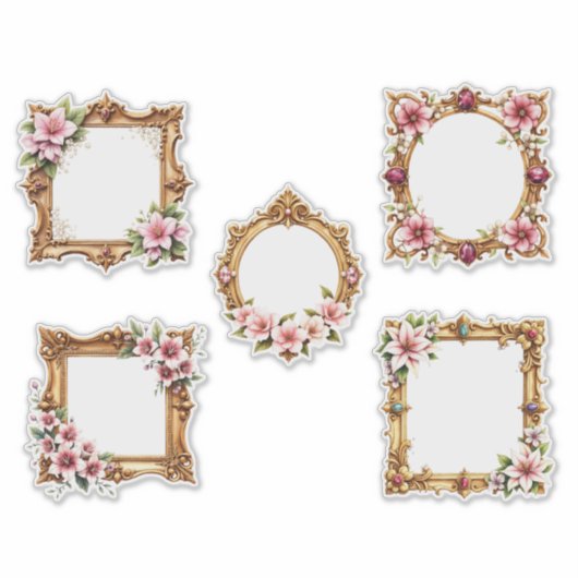 Baroque Floral Frame Sticker Sheet (Voorkant)