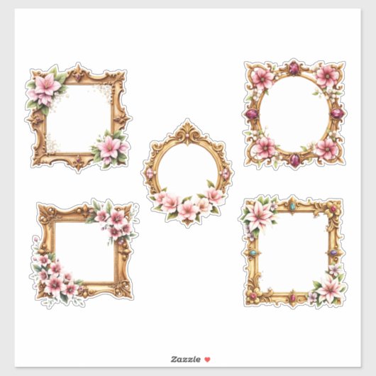 Baroque Floral Frame Sticker Sheet (Vel)