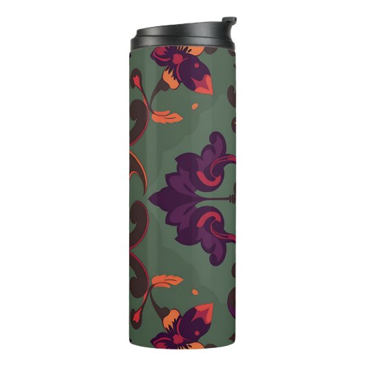 Baroque Floral Pattern Travel Mug Thermosbeker (Gedraaid links)