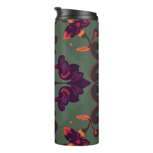 Baroque Floral Pattern Travel Mug Thermosbeker (Geroteerd rechts)