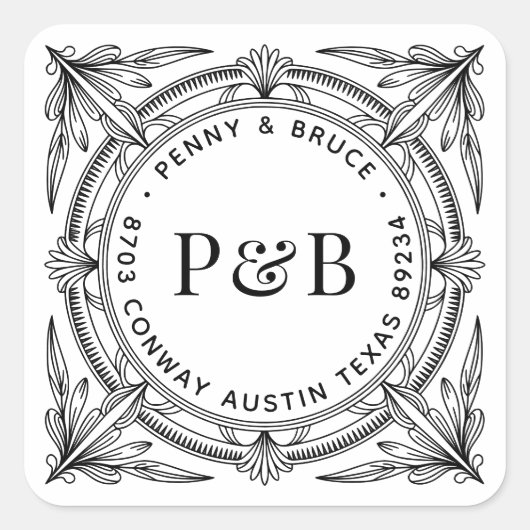 Baroque Foliage Wedding Return Address Labels (Voorkant)