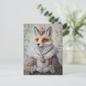 Baroque Fox Royal Queen Portrait Design Briefkaart (Staand voorkant)