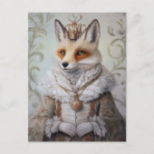 Baroque Fox Royal Queen Portrait Design Briefkaart (Voorkant)