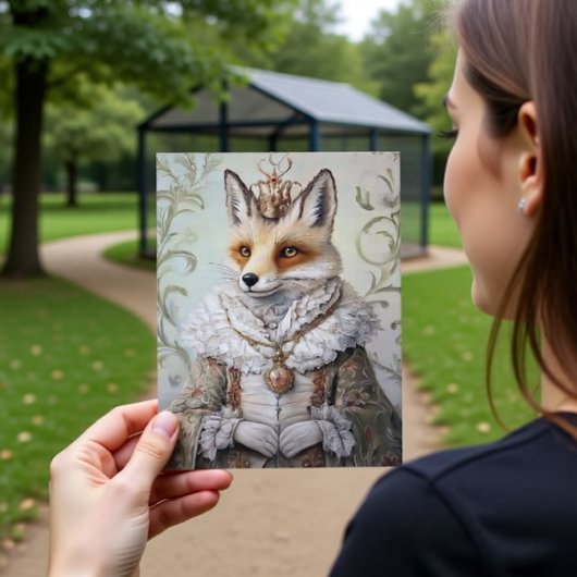 Baroque Fox Royal Queen Portrait Design Briefkaart