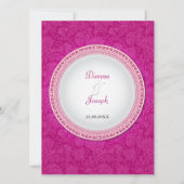 Baroque Fuchsia Plaque Wedding Invitation Kaart (Achterkant)