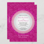Baroque Fuchsia Plaque Wedding Invitation Kaart (Voorkant / Achterkant)