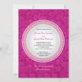 Baroque Fuchsia Plaque Wedding Invitation Kaart (Voorkant)