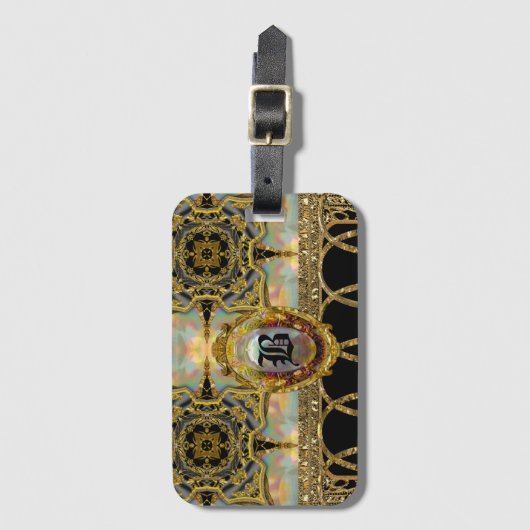 Baroque Girly Ace  Chic Monogram Bagagelabel (Voorkant (verticaal))