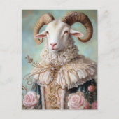 Baroque Goat Royal Blue Gold Design Briefkaart (Voorkant)