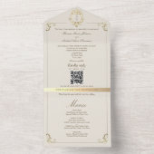 Baroque Gold All In One Wedding Invite + Menu Uitnodiging (Binnen)