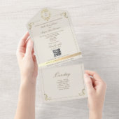 Baroque Gold All In One Wedding Invite + Timeline Uitnodiging (Afscheurbaar)