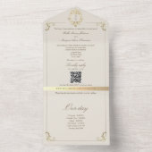 Baroque Gold All In One Wedding Invite + Timeline Uitnodiging (Binnen)