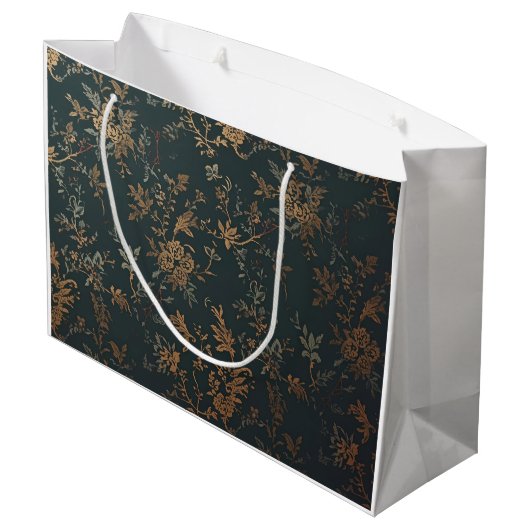 Baroque Gold Floral Gift Bag – Gothic Victorian  Groot Cadeauzakje (Achterkant Gekanteld)