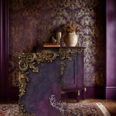 Baroque Gold Frame On Purple Damask Tissuepapier