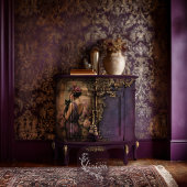 Baroque Gold Frame On Purple Damask Tissuepapier