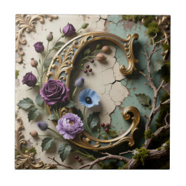 Baroque Gold Patina Letter C Monogram Tegeltje