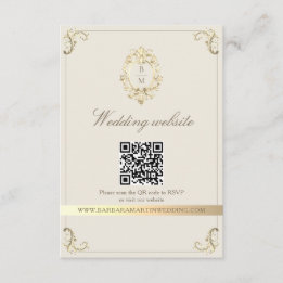 Baroque Gold QR Code Wedding Informatiekaartje