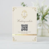 Baroque Gold QR Code Wedding Informatiekaartje (Staand voorkant)
