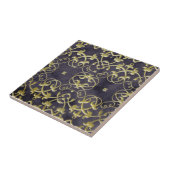 Baroque Gold Vourish Ornamies op Paarse marmer Tegeltje (Zijkant)